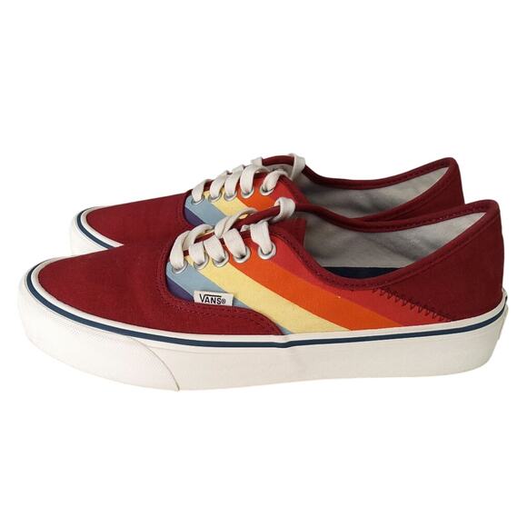 Vans Rad Rush burgundy & rainbow Skateboard shoes Newer size 9.5 W/8M Newer - Picture 1 of 7